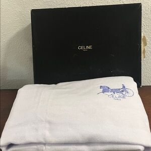 NEW 💎 Celine Baby Blue Throw Blanket Blue Carriage Design
